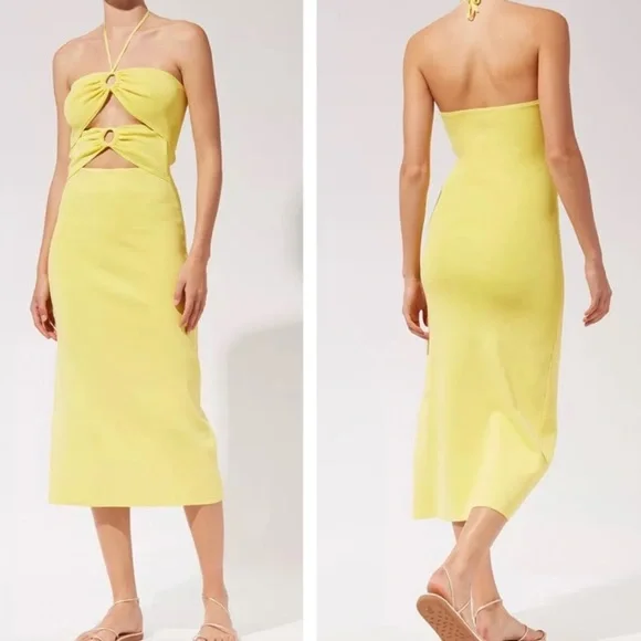 Solid and Striped Ariana Dress in Yellow - Picture 1 of 6
